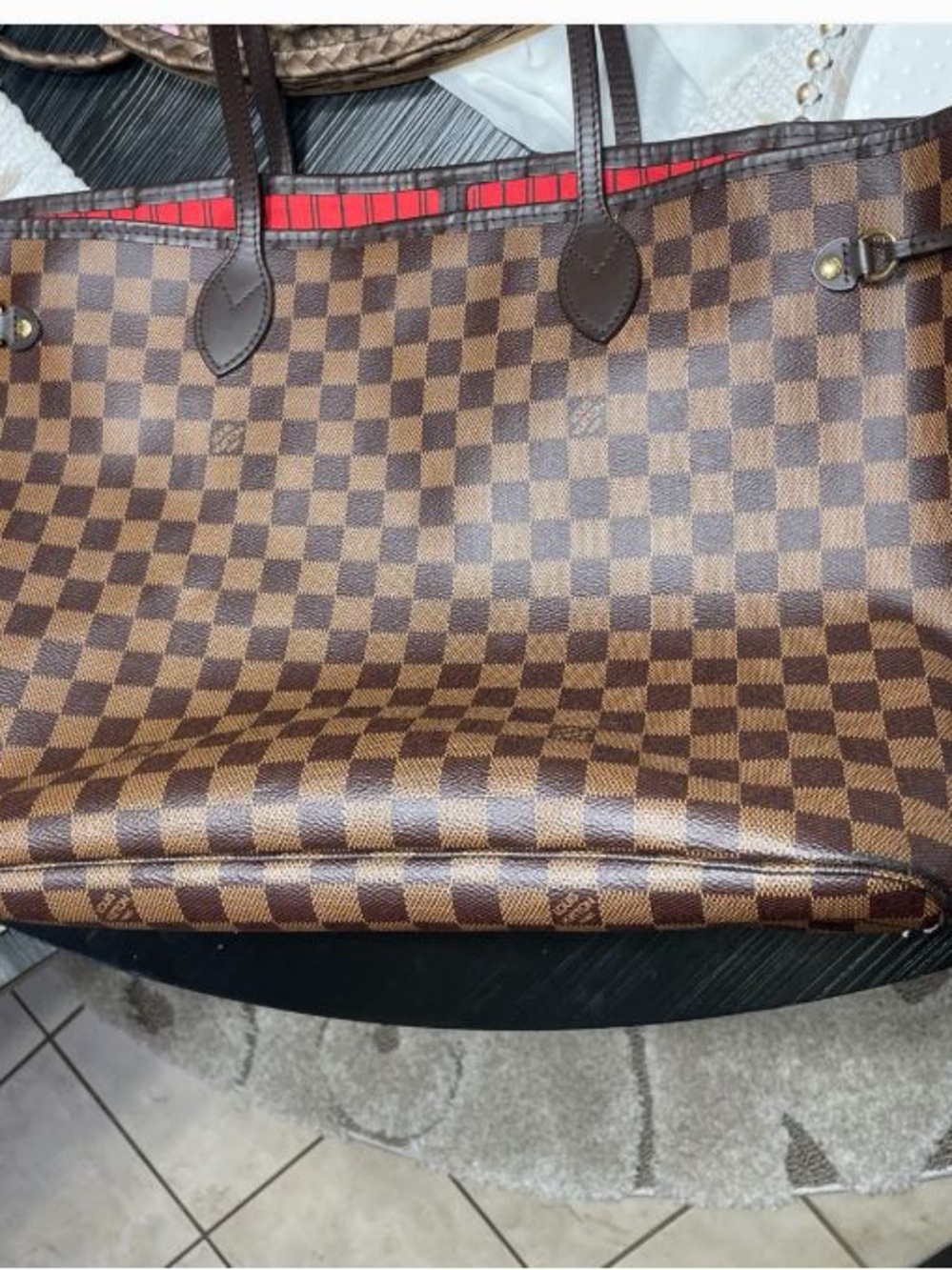 Louis Vuitton Brown Checkered Tote Bag - Picture 5 of 6